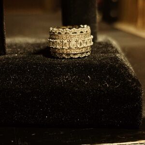 Silver Multi-Row Crystal Band Ring - Women's Jewelry